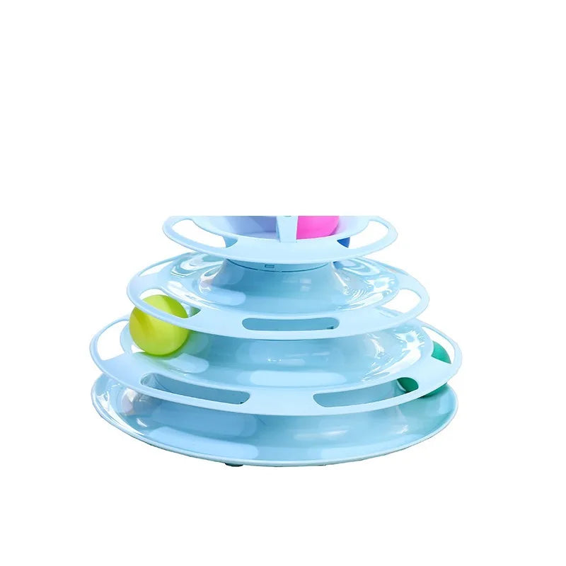 Turnul interactiv de 3 niveluri pentru pisici cu bile colorate