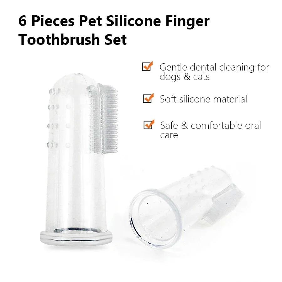 Set Periuțe de Deget din Silicon pentru Igiena Dentară (Câini și Pisici)