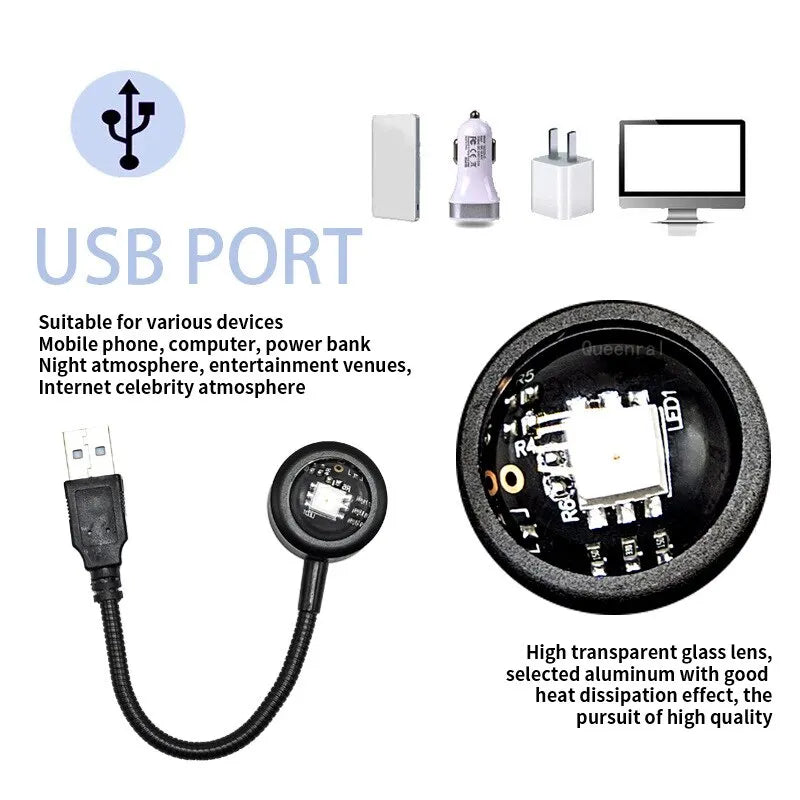 Lampa LED RGB cu proiector pentru noapte