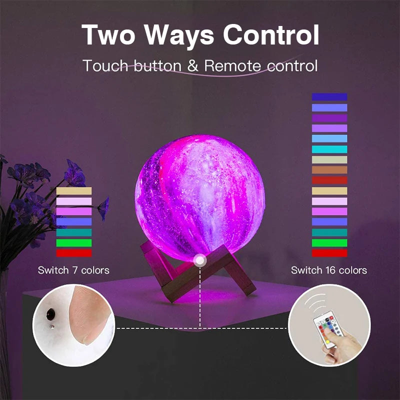 Lampă Lună 3D 15cm 16 Culori - imaginea 5