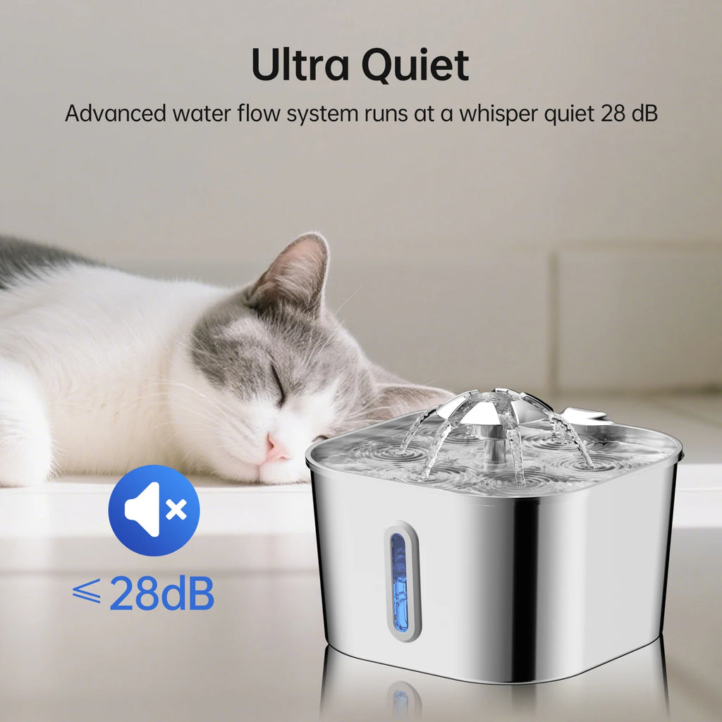 Fântână Automată de Apă 2.2L din Inox pentru Animale - imaginea 5