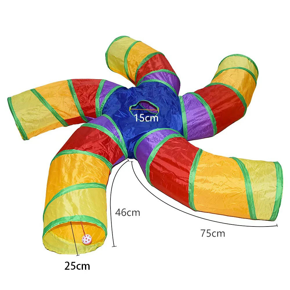 Tunel Pliabil pentru Pisici cu 2 Ieșiri și Foșnet - imaginea 13