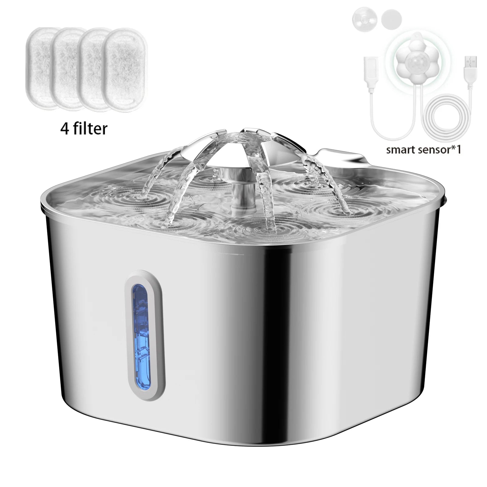 Fântână Automată de Apă 2.2L din Inox pentru Animale - imaginea 8