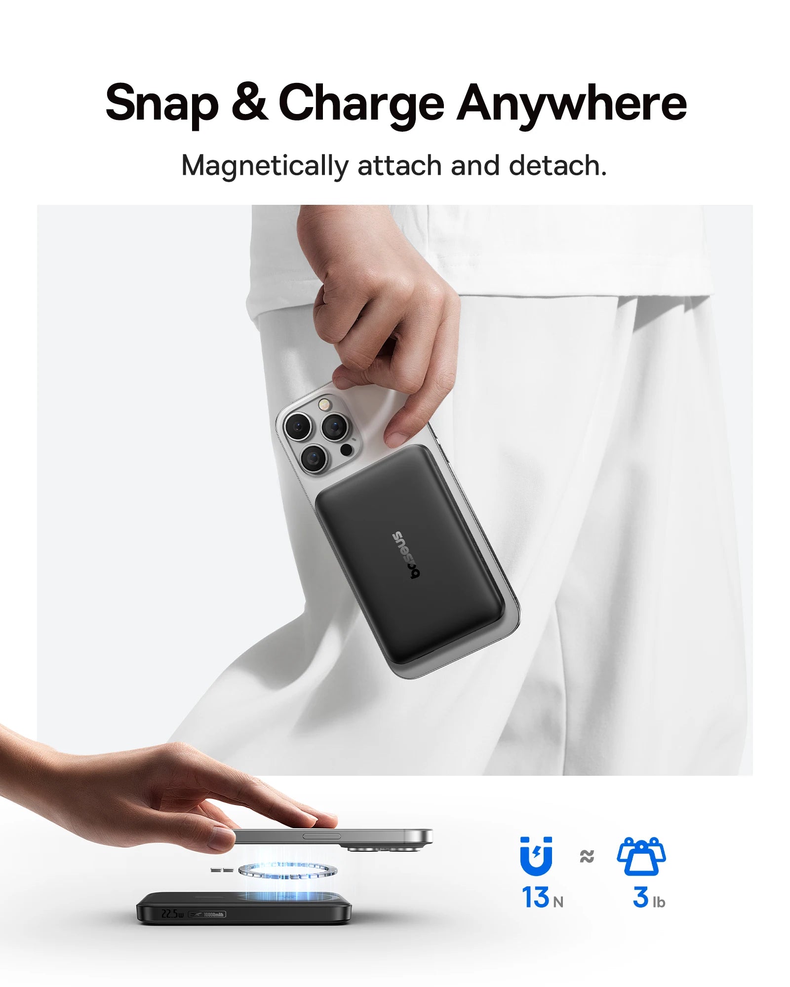 Baterie Externă Magnetică Wireless 10000mAh - imaginea 2