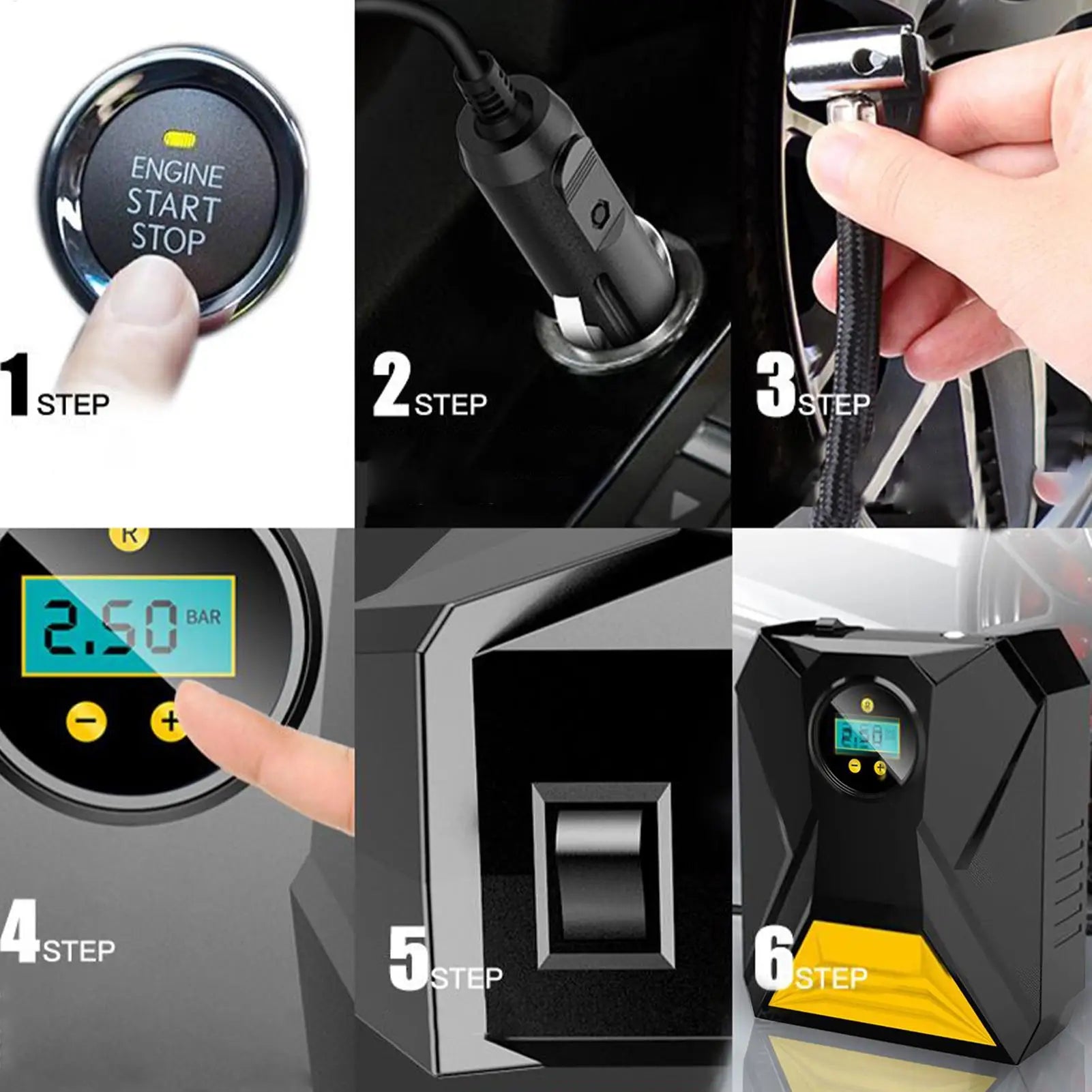 Mini Pompă Electrică Portabilă cu Lanternă și Power Bank