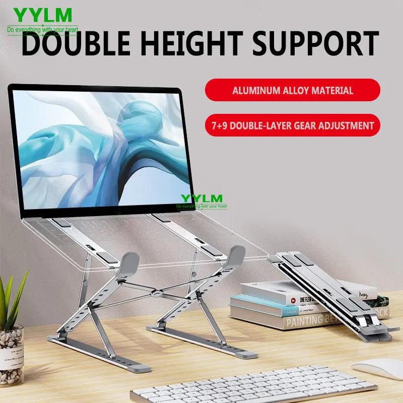 Suport Laptop Pliabil din Aluminiu, Reglabil și Ventilat