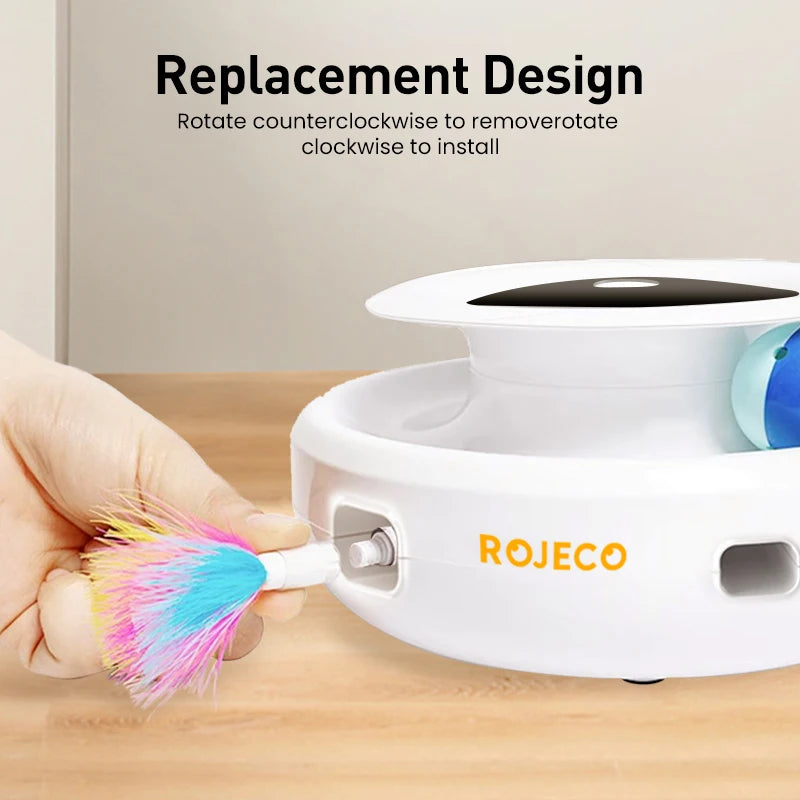 Jucărie Automată 2-în-1 cu Pană pentru Pisici - imaginea 4