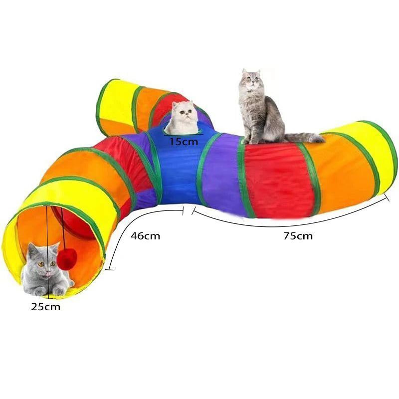 Tunel Pliabil pentru Pisici cu 2 Ieșiri și Foșnet - imaginea 9